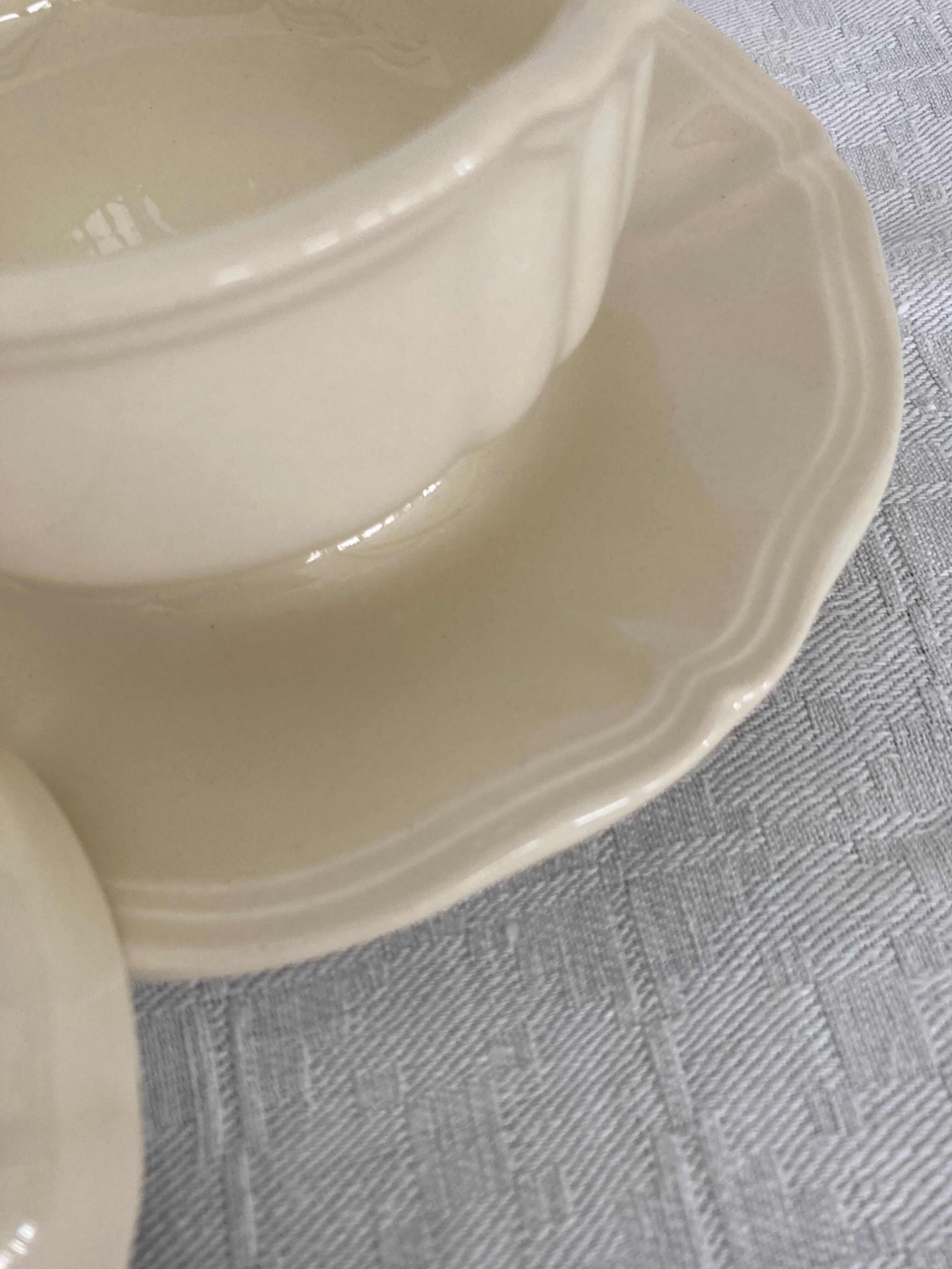 Sugar saucier sarreguemines ivory with gadroons