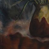 Oil on panel with raven or cozbeau still life with bouquet of flowers