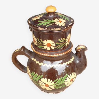 Alsatian glazed terracotta coffee pot