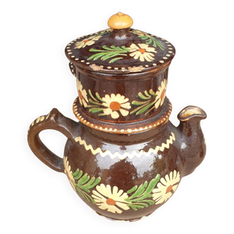 Alsatian glazed terracotta coffee pot