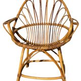 Set of 8 rattan armchairs from the 1960s, France.
