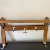 Wall-mounted coat rack with vintage hooks