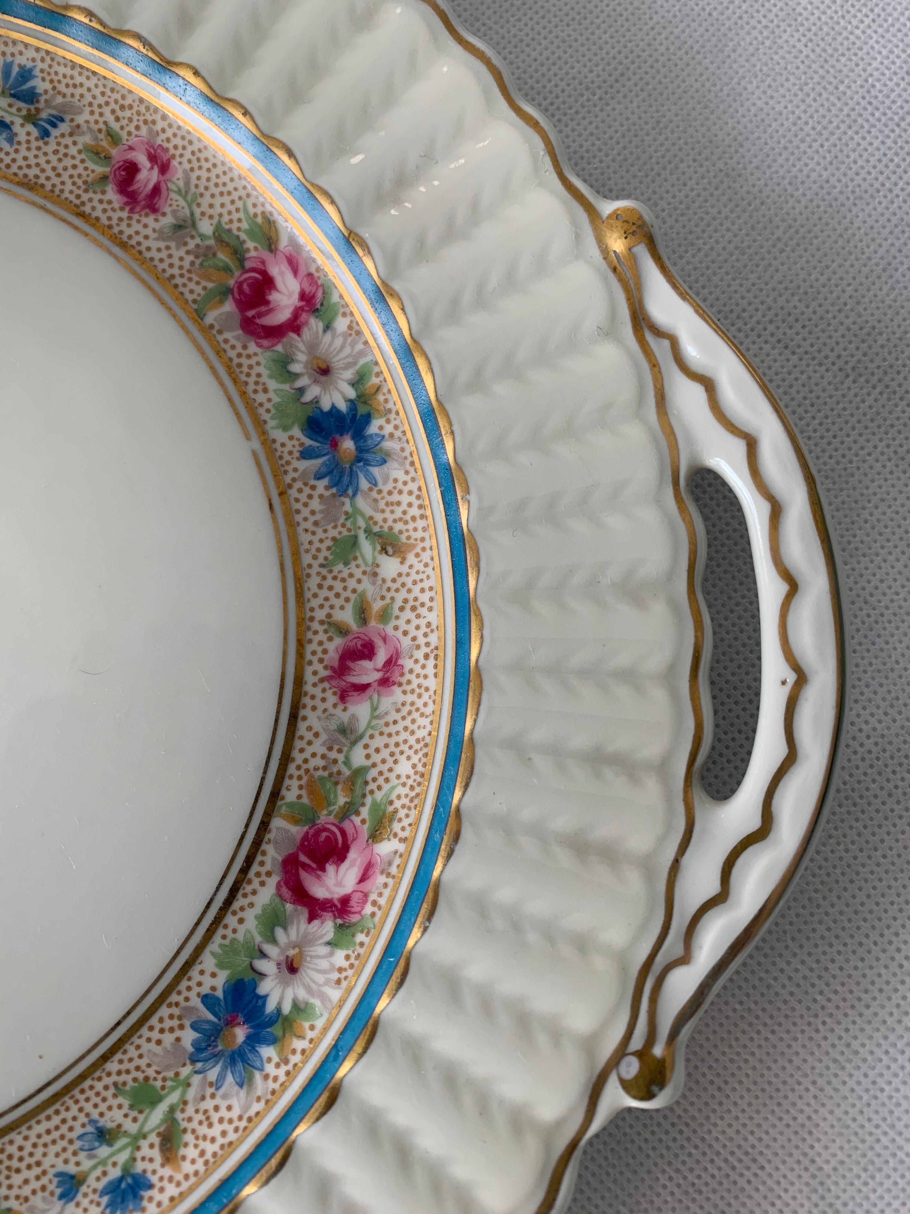 Dessert service 10 plates and a Bernardaud Limoges porcelain cake dish