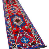 Tapis oriental red runner ancien fait à la main 80 cm x 402 cm