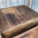 Antique solid cherry farmhouse table with 3 drawers and 2 pulls