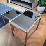 Nesting tables in gold/chrome metal and amber mirror