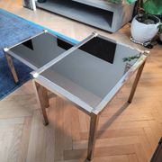 Nesting tables in gold/chrome metal and amber mirror