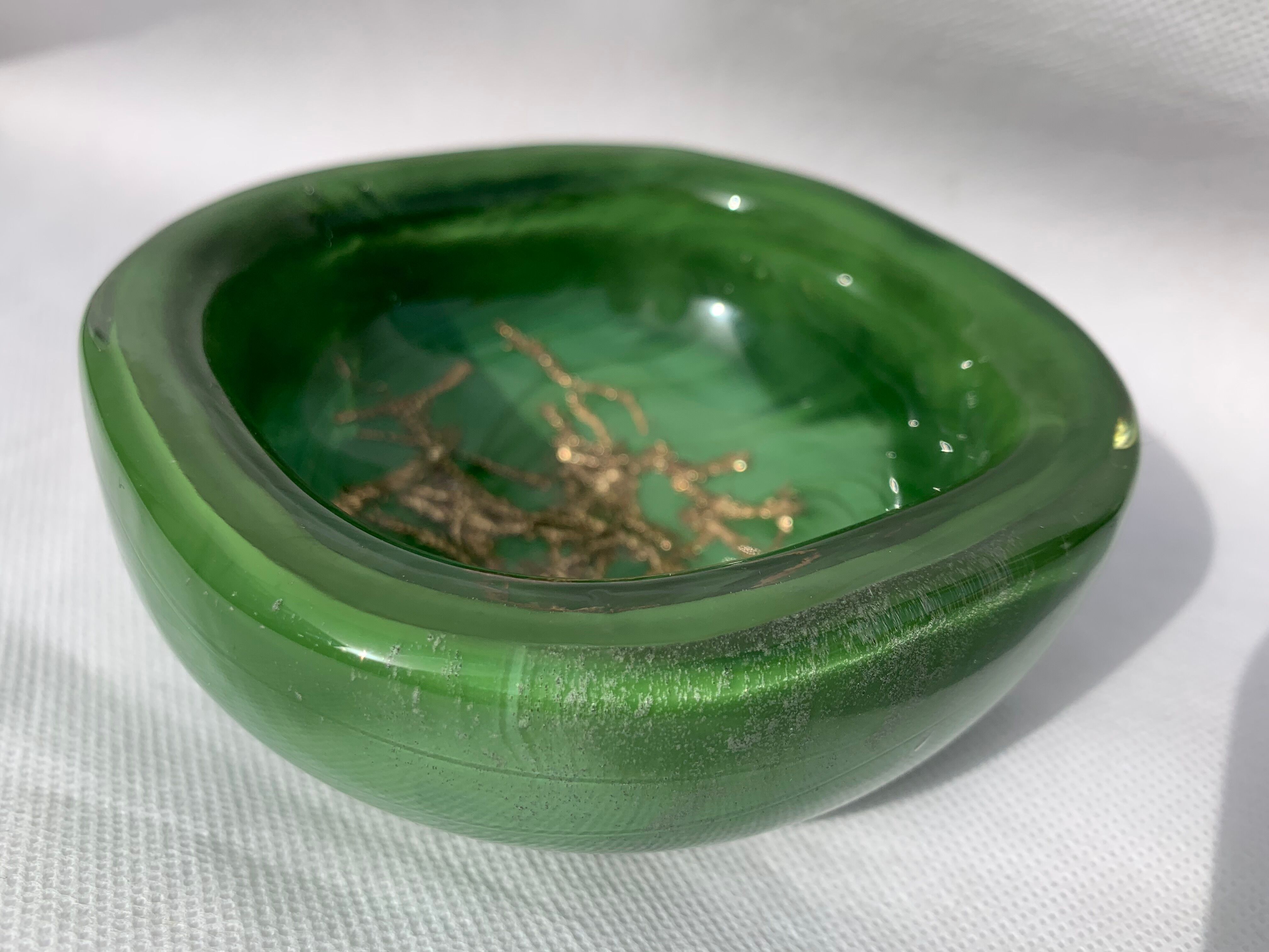 Venini green glass ashtray  Italy Toni Zuccheri Murano Giade 1960
