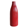 Potiche bouteille céramique rouge rainurée