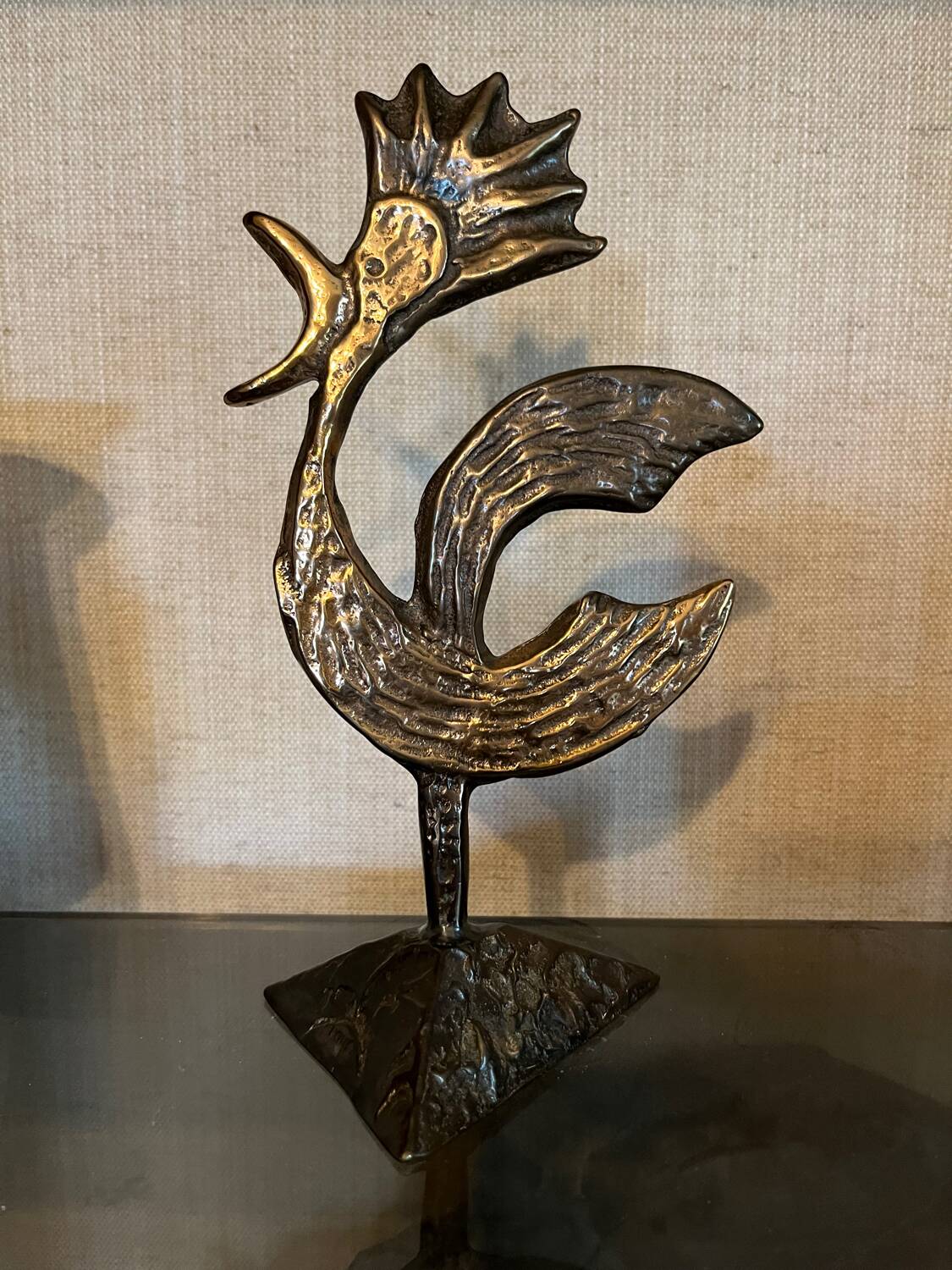 Bronze rooster by Yves Lohe