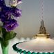 Suspension globe vintage en opaline bleue