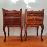 Pair of Louis XV style bedside tables in walnut