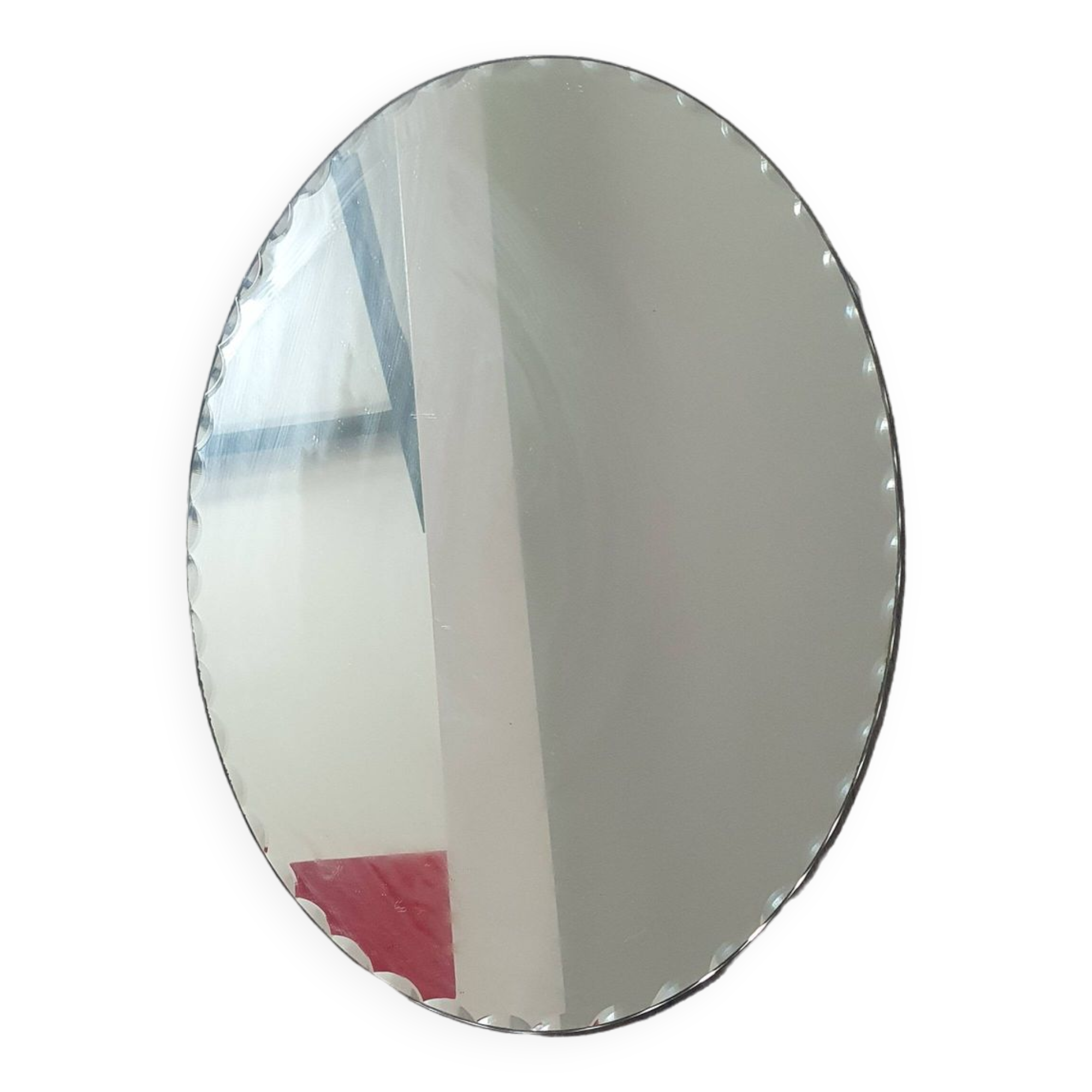 Miroir oval biseauté vintage année 60 60cm sur 42cm