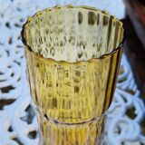 Service de 6 verres vintage ambrés avec porte-verres en bois