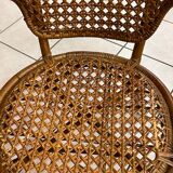 Salon en rotin et cannage formé de 2 fauteuils et d'une table basse