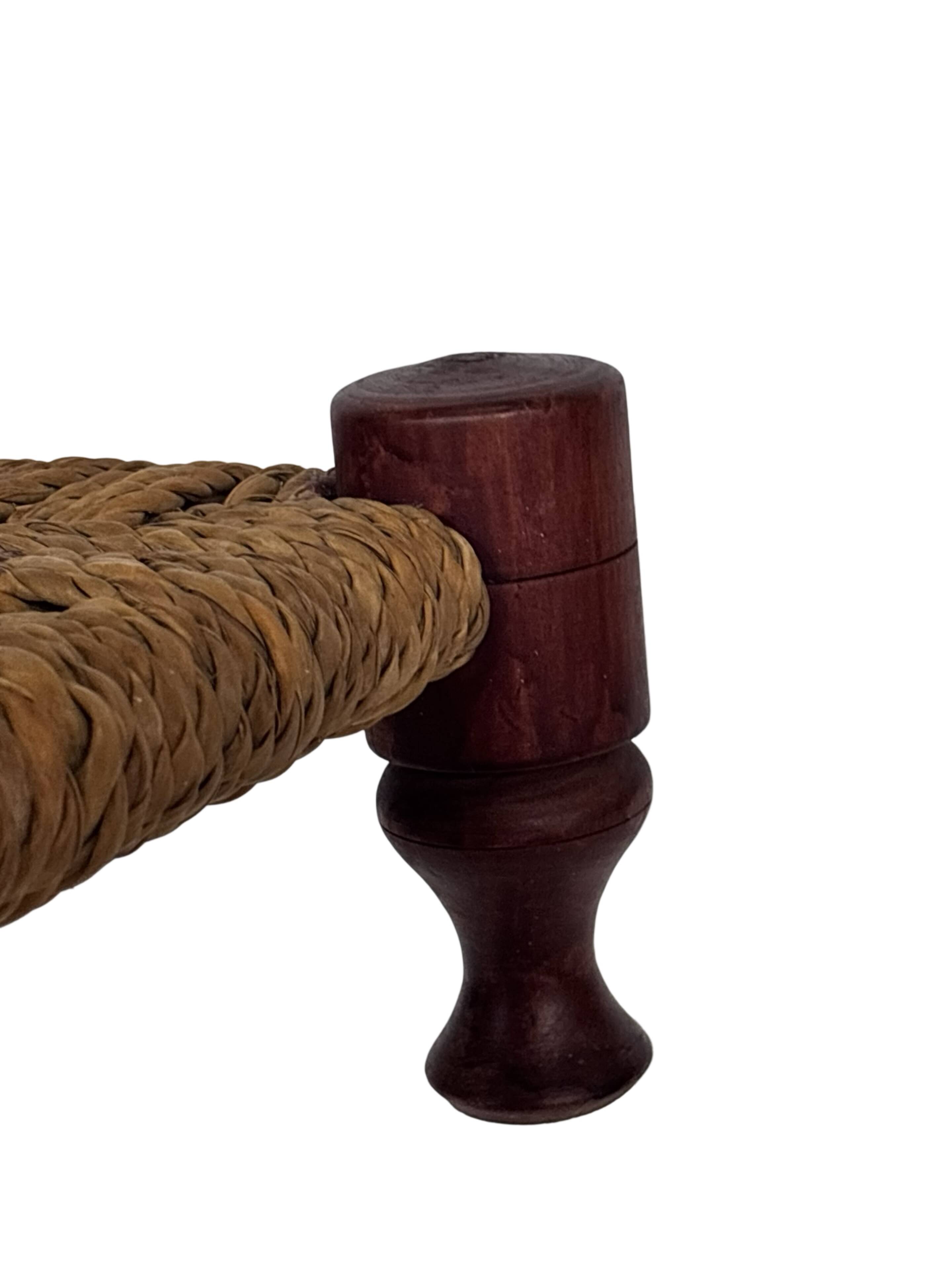 Vintage Footstool wood and rope, 1960s
