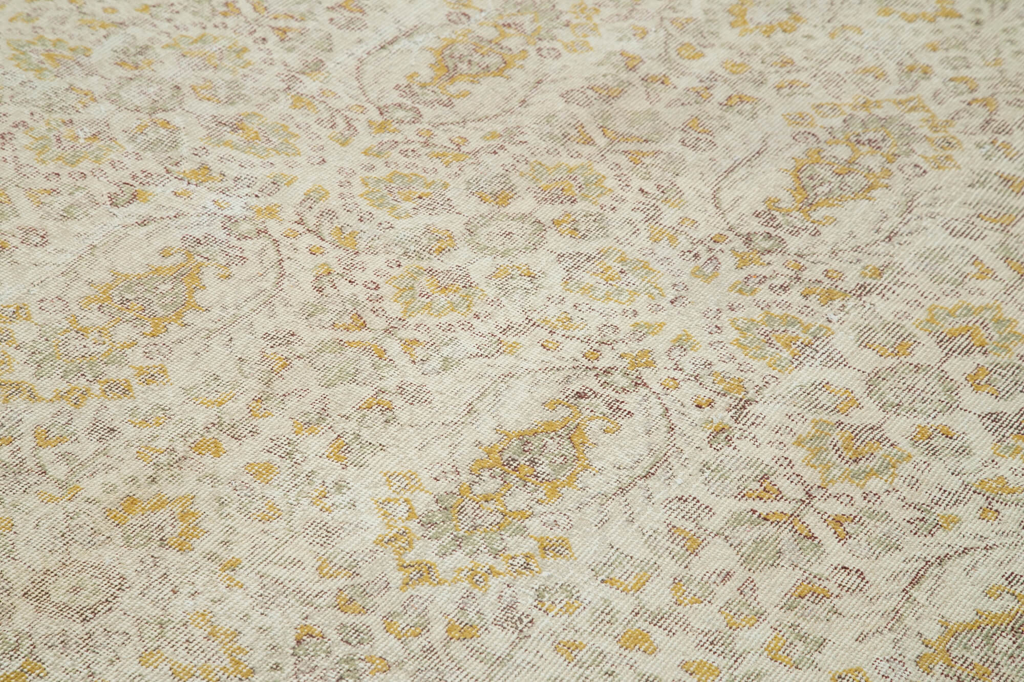 Tapis décoratif beige anatolien tissé à la main 206 cm x 286 cm