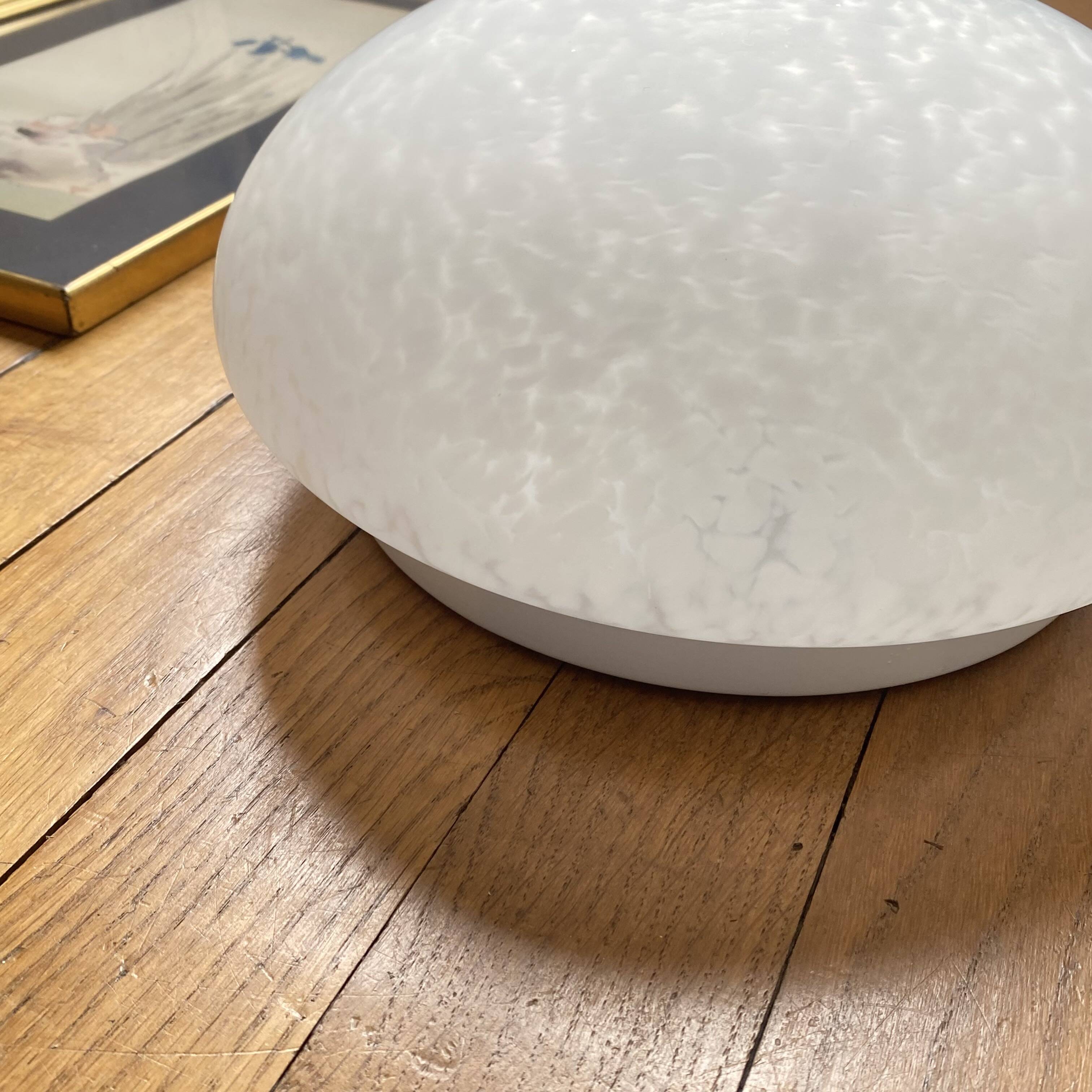 Ceiling light or wall sconce in white speckled glass Clichy 25 cm