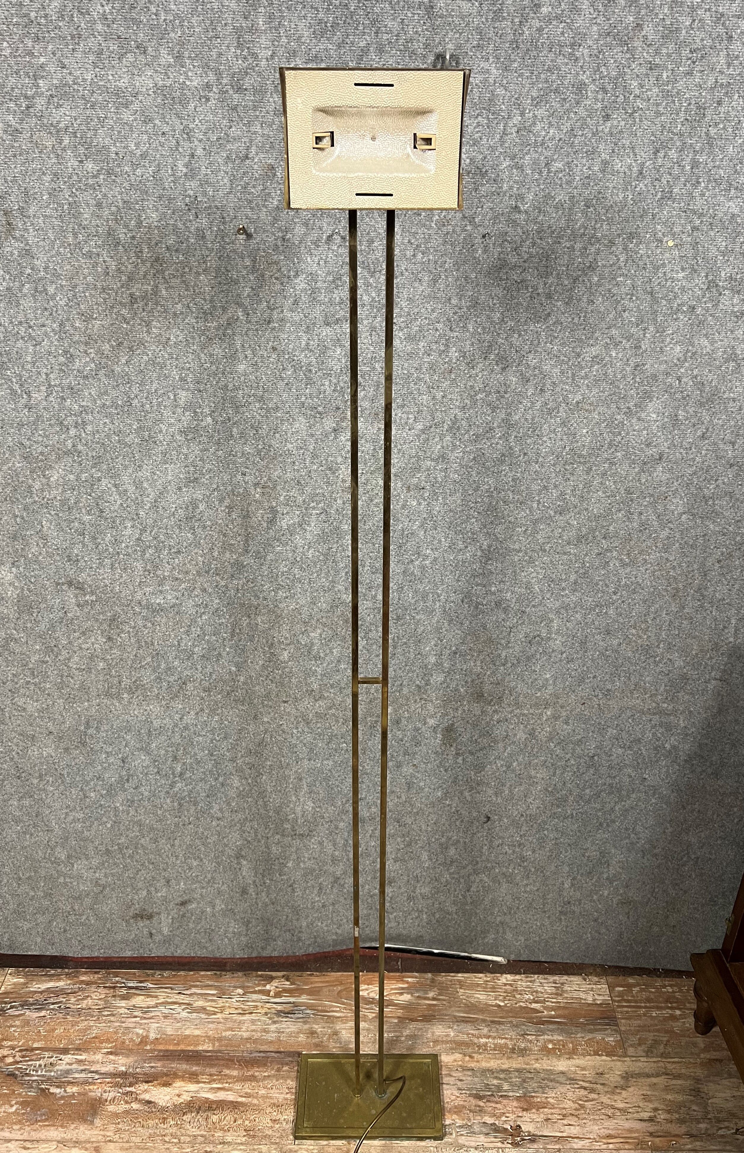 Vintage 60's floor lamp in gilded brass with swivel head