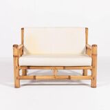 Italian Modern bamboo-wicker bench, 1970's