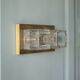 Peill & Putzler wall light, vintage, brass and thick glass wall sconce.