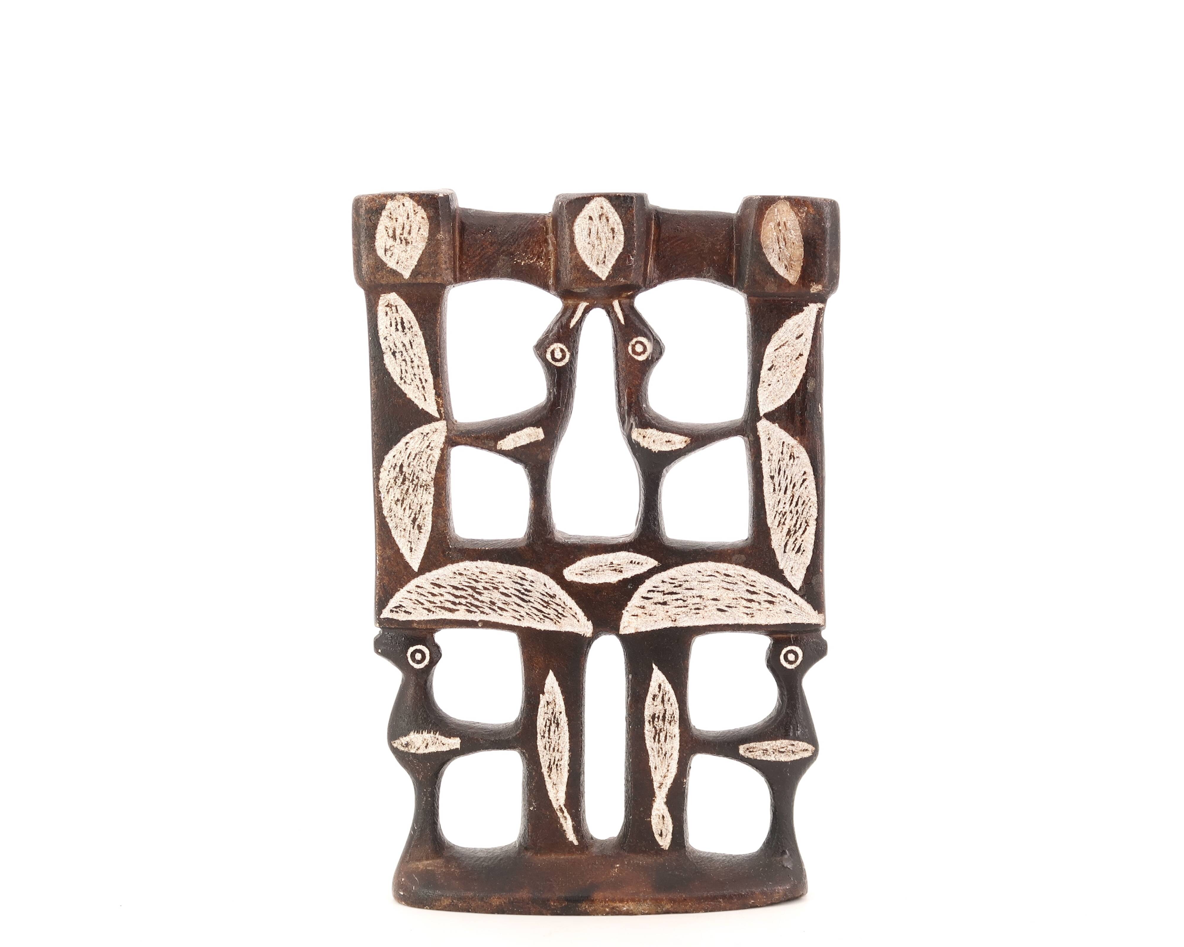 Moroccan candle holder decorated with stone birds, 1970s