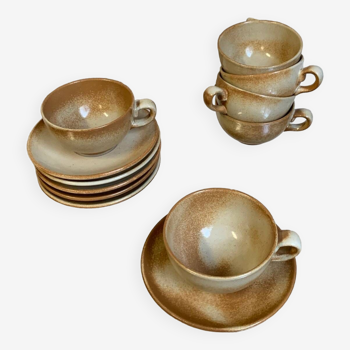 Tea or coffee service for 6 people in stoneware, French stoneware