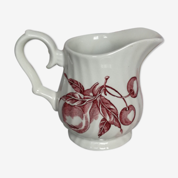 Milk Pitcher Wood & Sounds England, red pear cherry fruit patterns, made in England