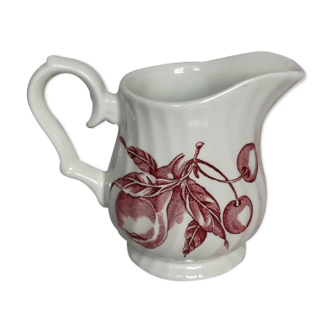 Milk Pitcher Wood & Sounds England, red pear cherry fruit patterns, made in England