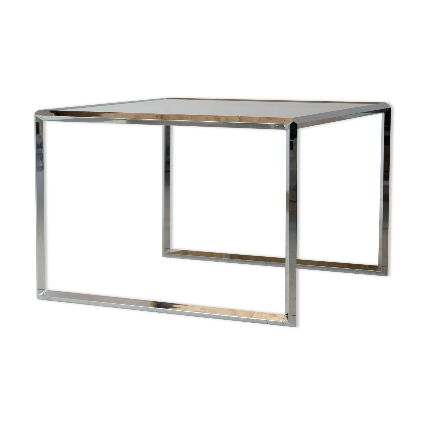 Coffee table vitra chrome and glass 1970's