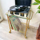 Desserte range vinyles vintage laiton et verre