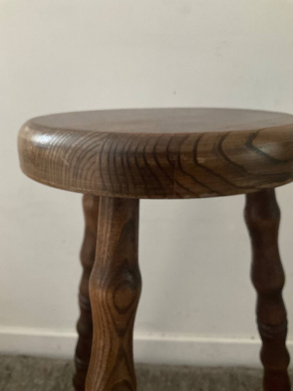 Vintage turned wooden traipod stool