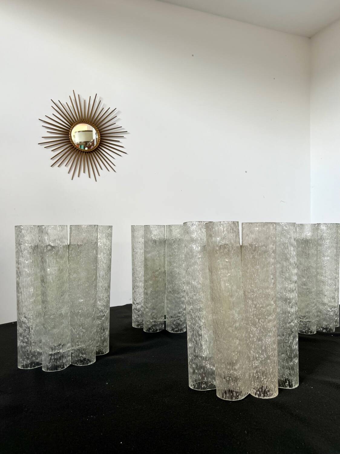 Set of 4 large doria wall lights in glazed glass design from the 60s vintage 3 lights