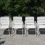 4 vintage white garden chairs in rilsan and plastic