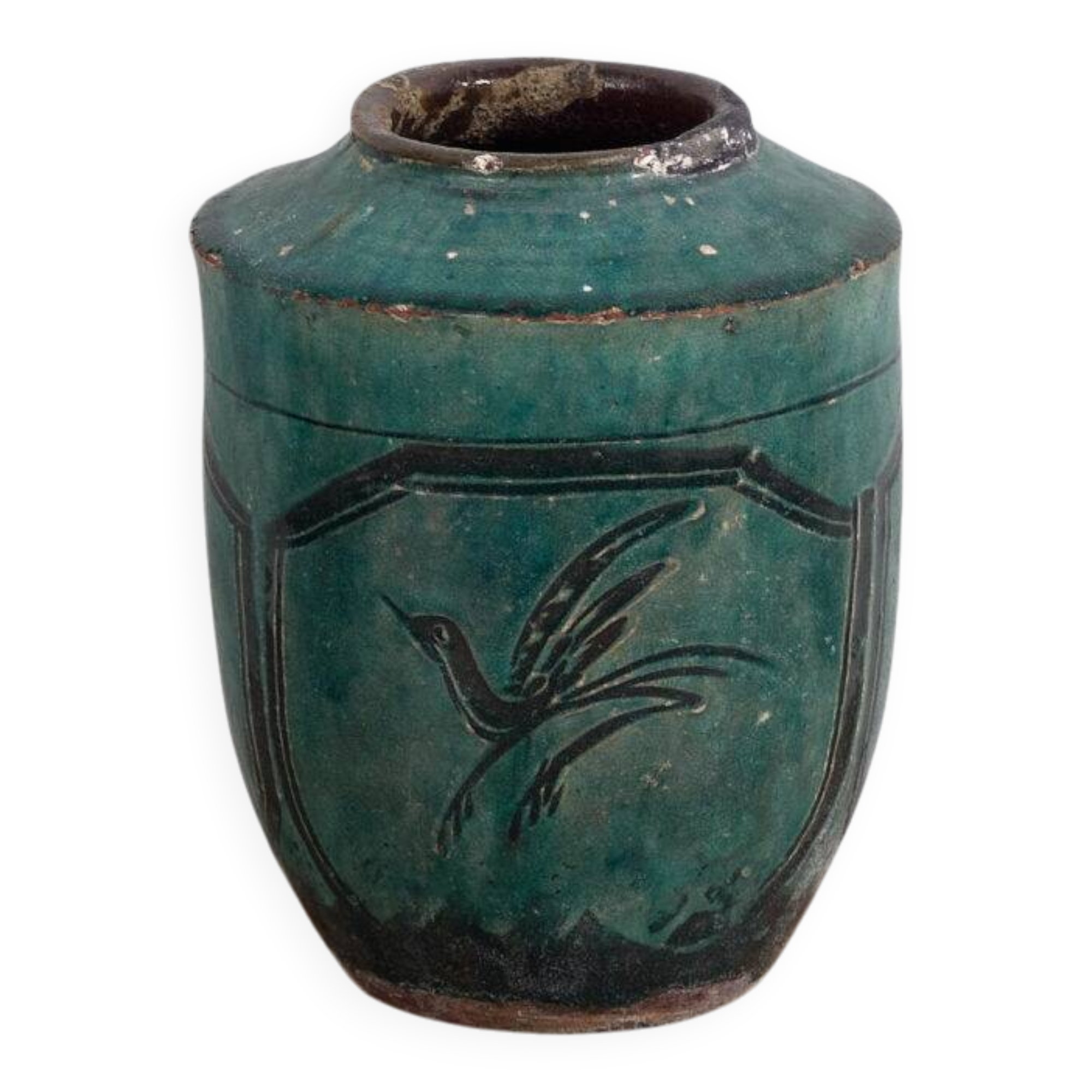 Ancient Chinese vase with octagonal frame (circa 1820) #19