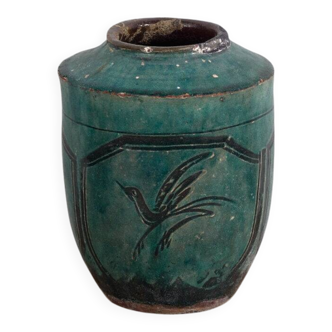 Ancient Chinese vase with octagonal frame (circa 1820) #19