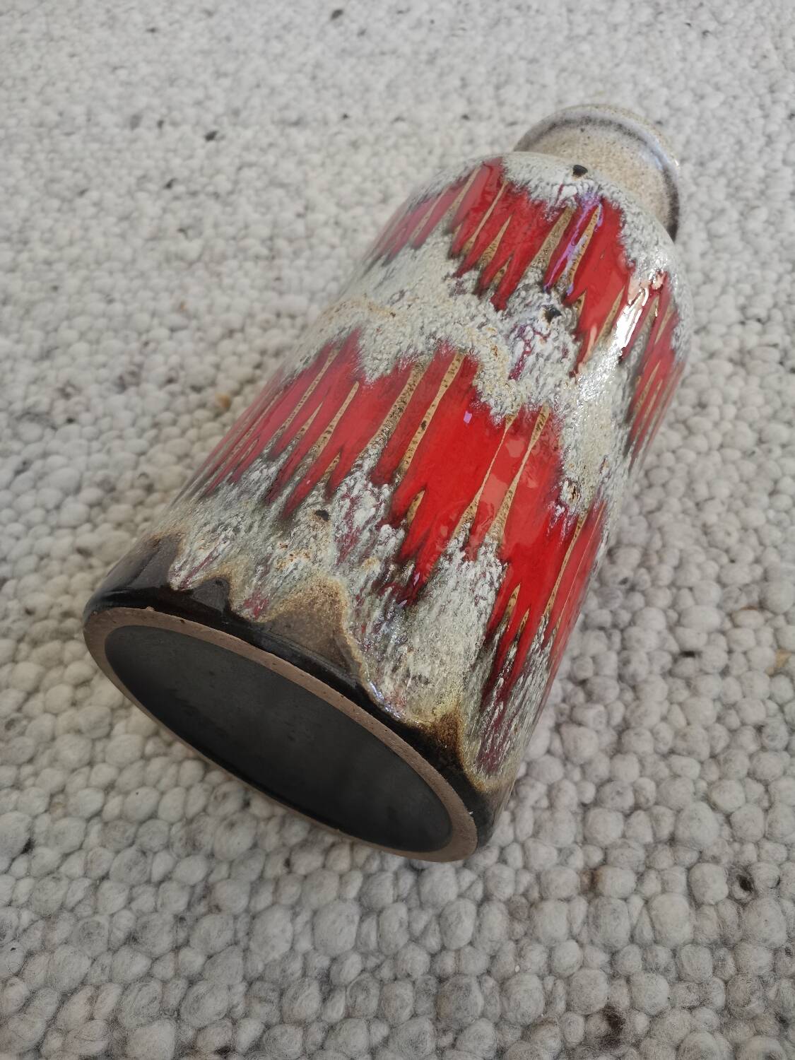 Vase vintage Scheurich poterie ouest-allemande LoRa Zig-Zag Fat Lava, 1970