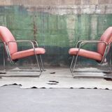 Chrome armchair with Knoll textile, 1980s