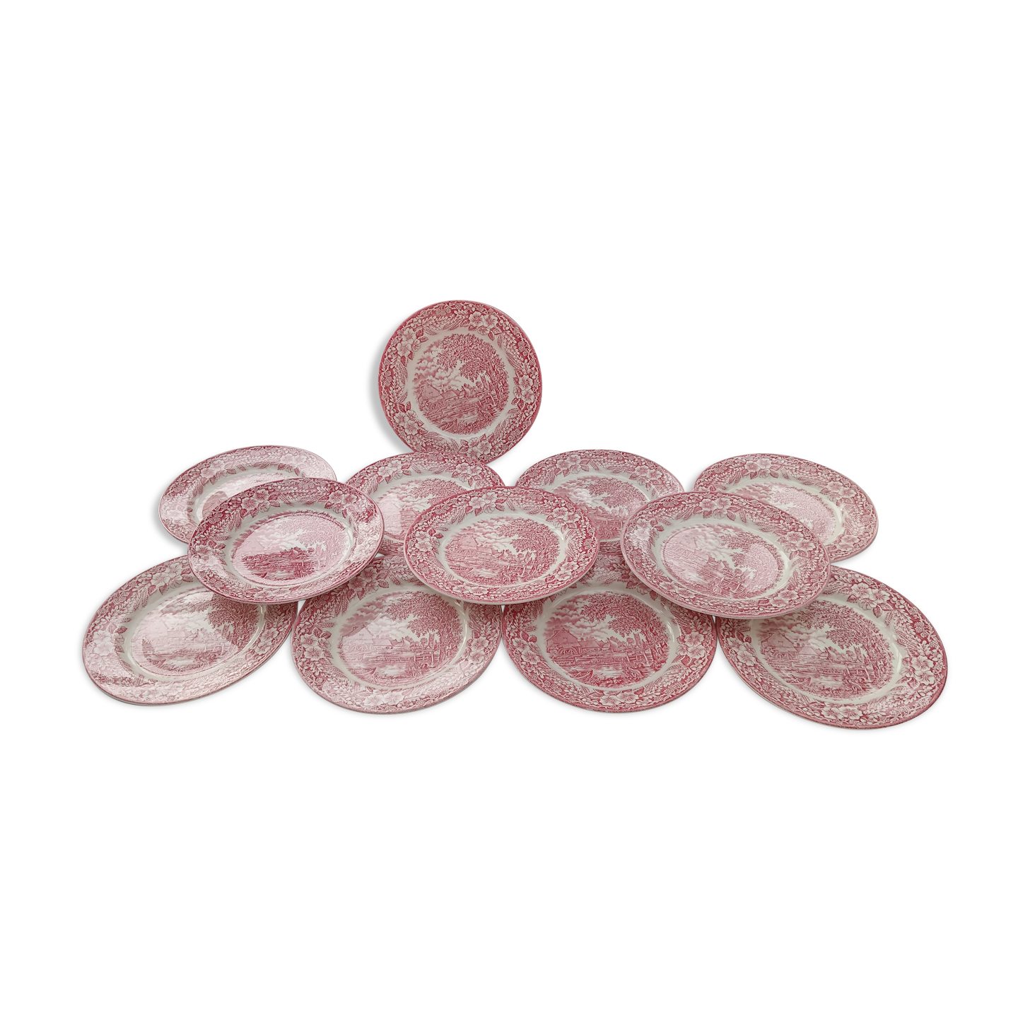 12 English dessert plates