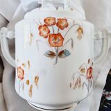 Large sugar bowl or pot in Limoges porcelain Limited Edition of oriental inspiration and hand painted