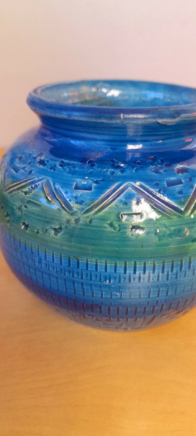 Remini blue vase Aldo Londi Bitossi 60s