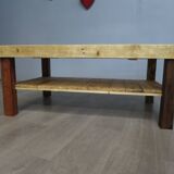Rectangular raw wood coffee table