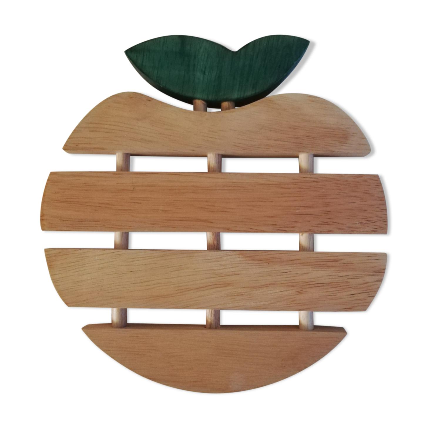 Wooden underside of apple shape