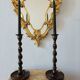 Pair of Barley Twist candlesticks in oak – English style, circa 1950