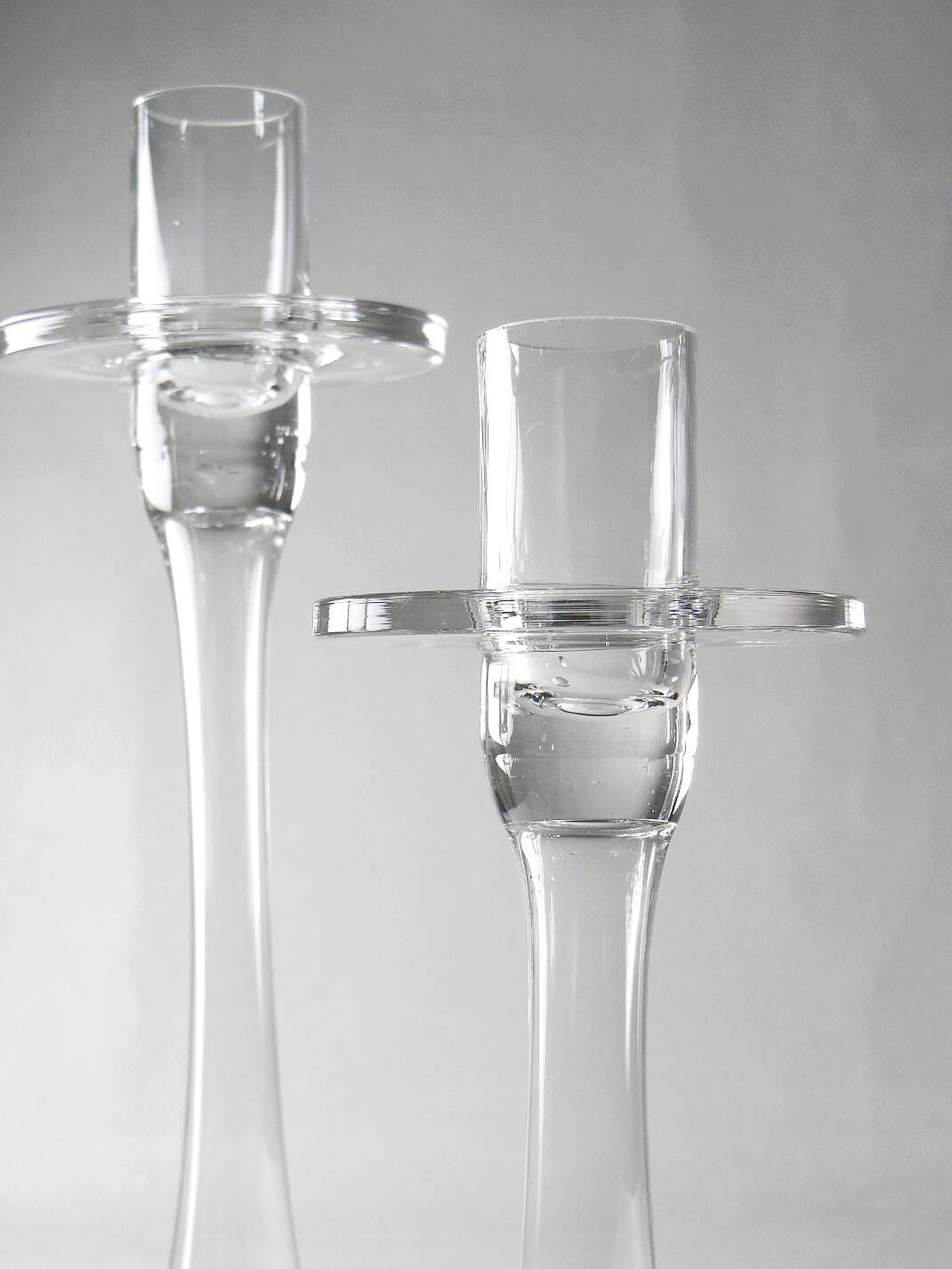 Trois bougeoirs en cristal vintage