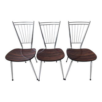 Set of 3 chairs in Formica and Chrome 70s