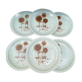 Set of 6 plates -Faience Sarreguemines-70s