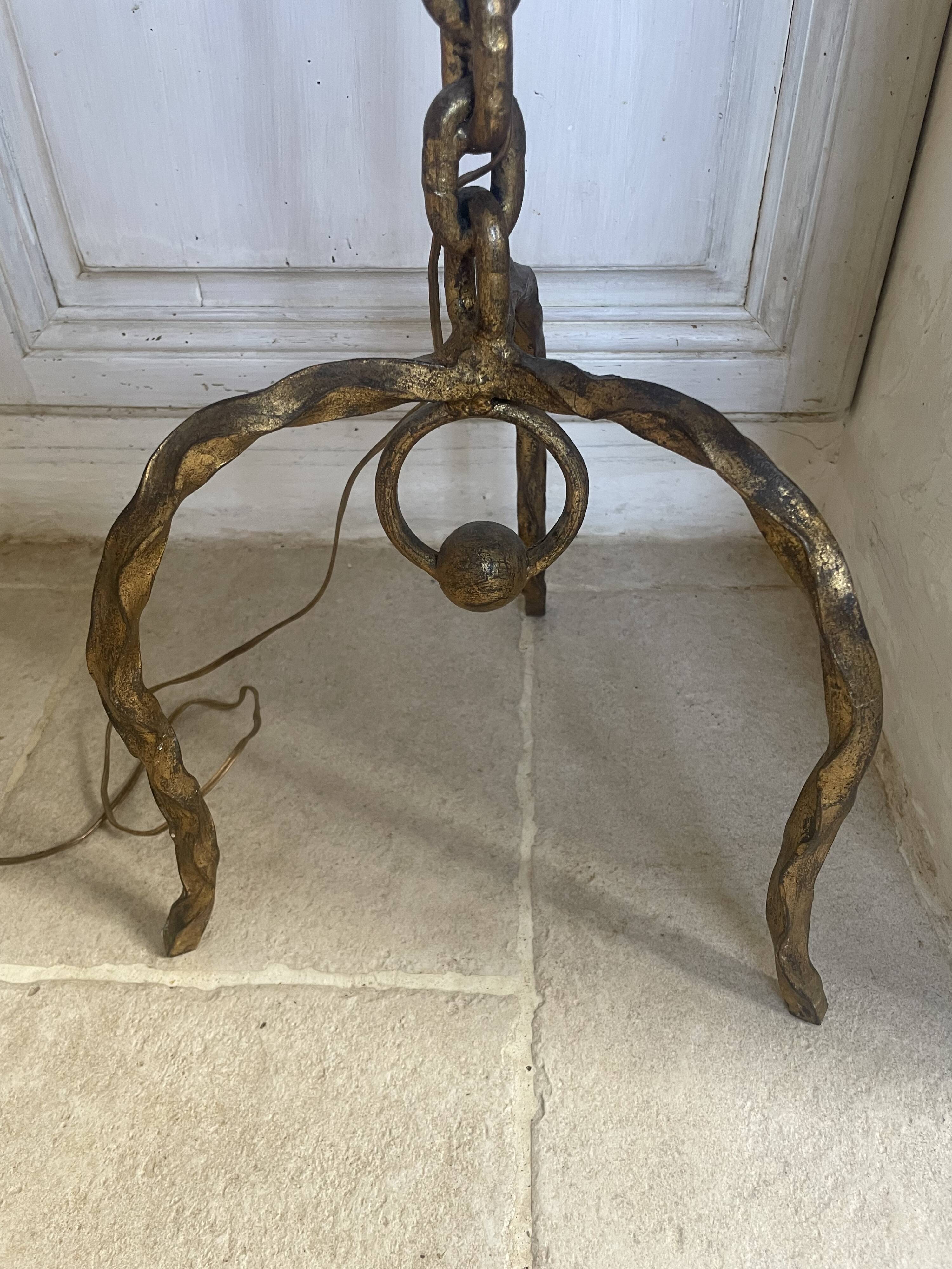 Brutalist floor lamp with chain links