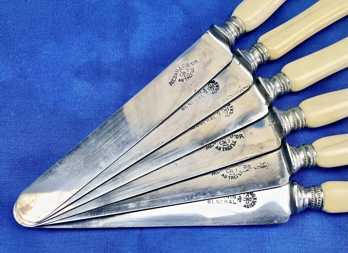 6 antique dessert cheese knives from the 19th century