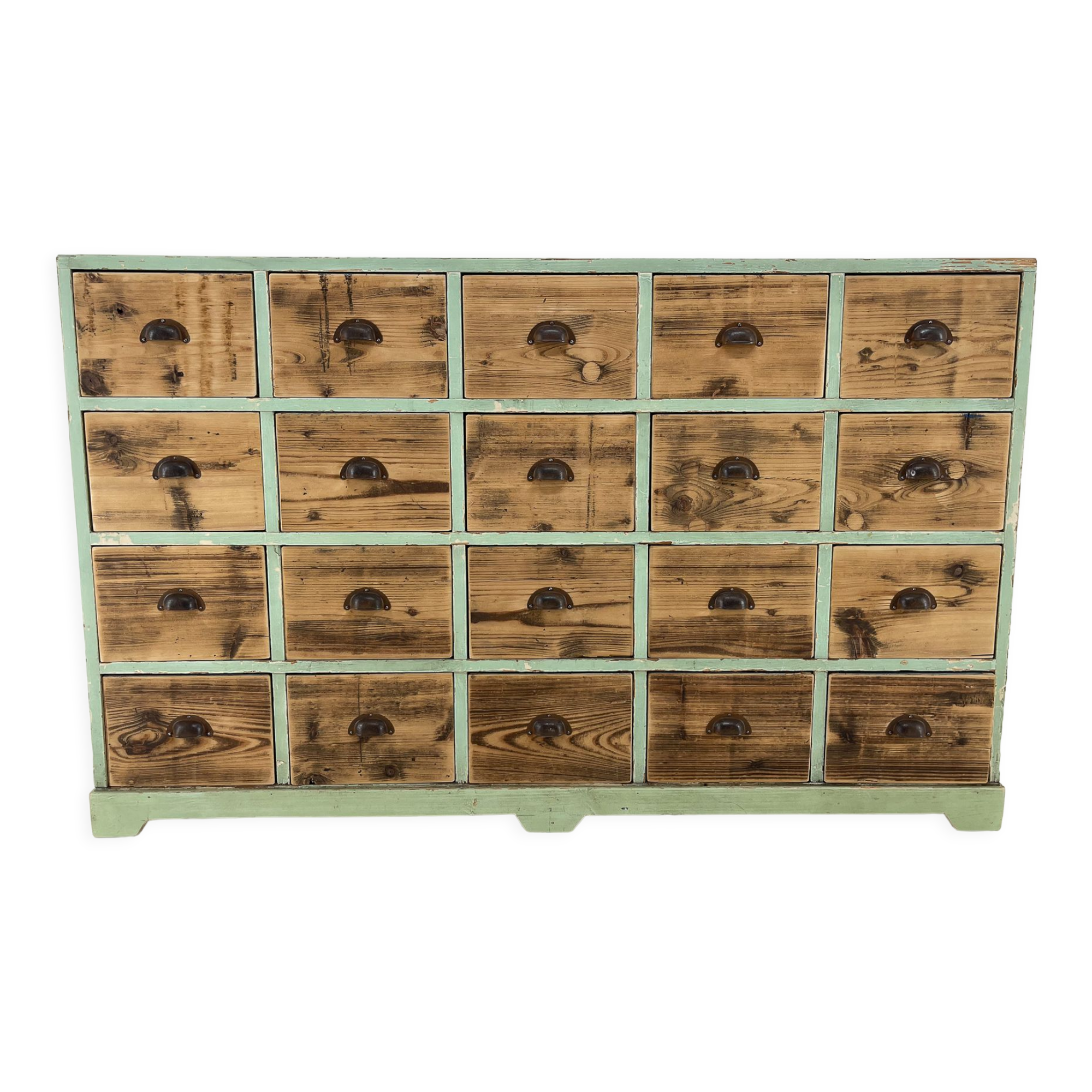 Vintage industrial wooden cabinet with original handels, 1930's